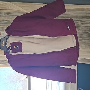 Berne BHJ41PLM Youth Sherpa-Lined Softstone Duck Hooded Jacket Plum Size Medium